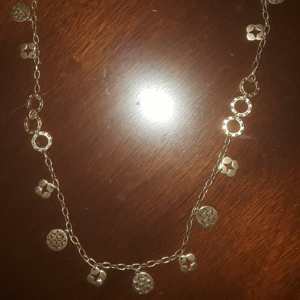 Stylish monogram long gold necklace